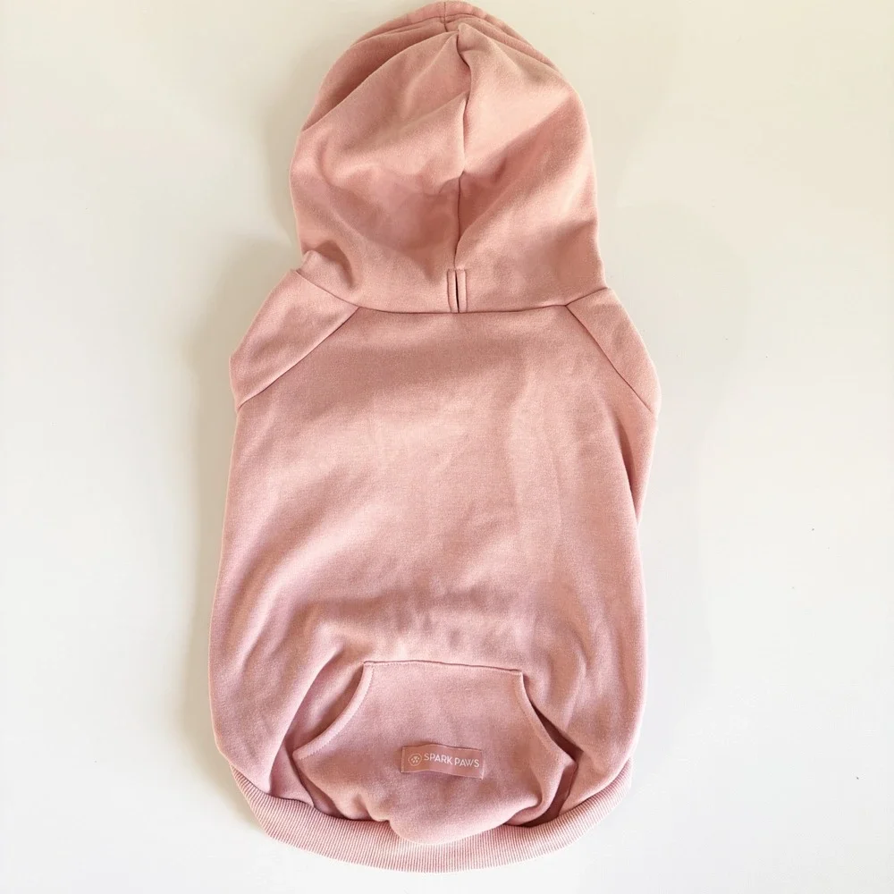 Spark Paws Dog Essential Fleece Lined Hoodie Dusty Rose Pink Pet Sweatshirt 2XL